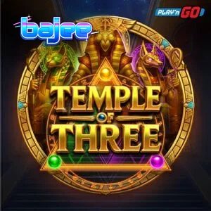 Temple of Three স্লট গেমের একটি দৃশ্য যেখানে মিশরীয় থিম এবং গেম গ্রিড প্রদর্শিত হচ্ছে।
